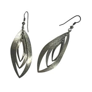 VINTAGE Women's Textured Goldtone Layered Fishhook Dangle Earrings Pierced